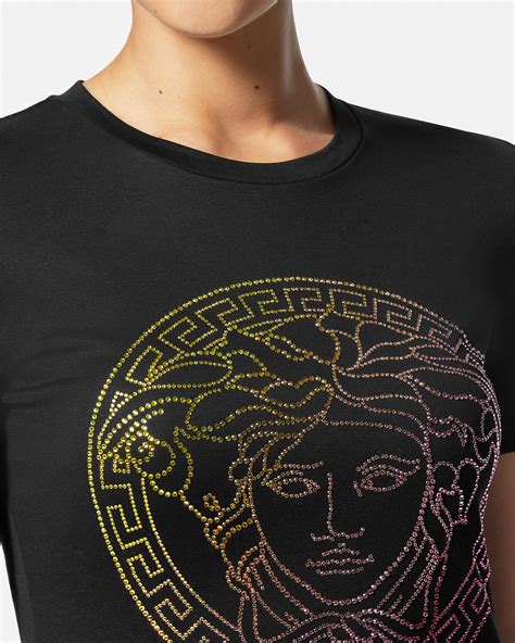 versace sequin medusa head sweatshirt|Versace crystal medusa t shirt.